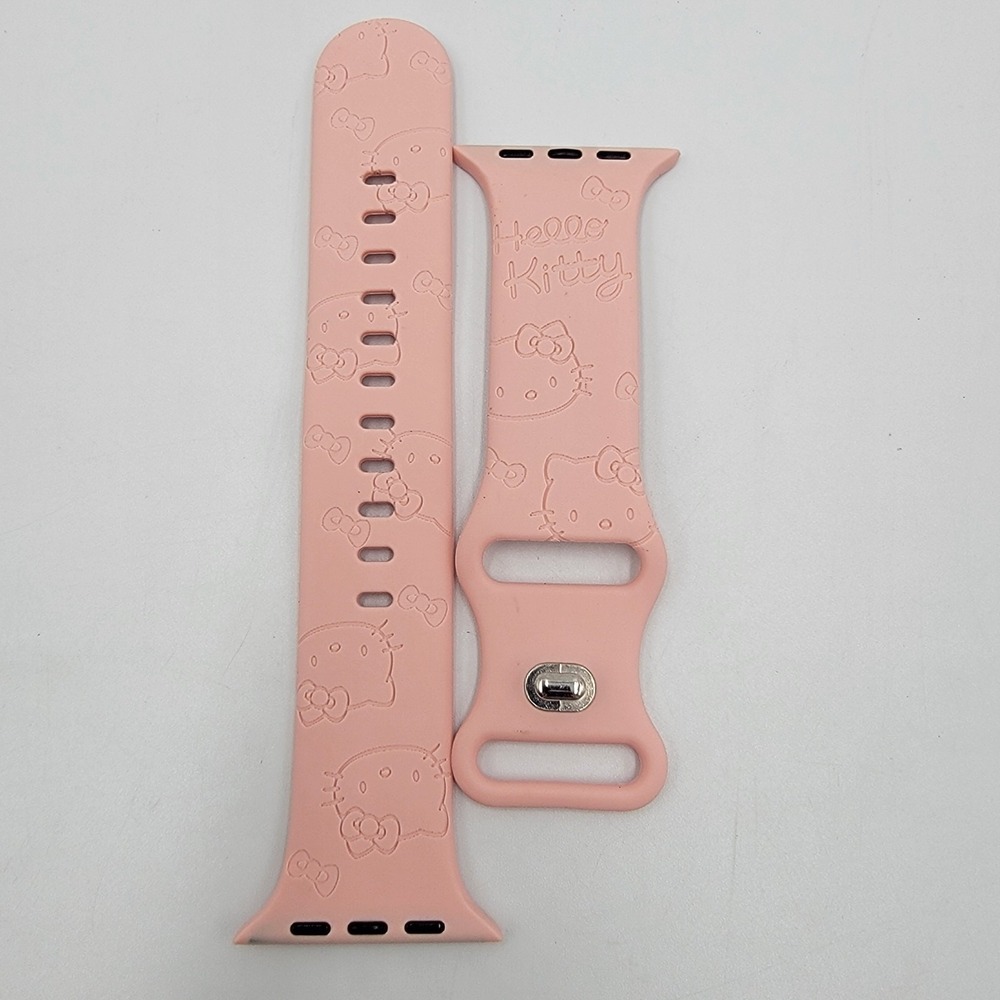 Hello Kitty Inspired Engrave Silicone Apple watch band 42mm/44mm/45mm/49mm Pink‎